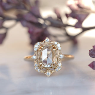 Custom vintage halo engagement ring