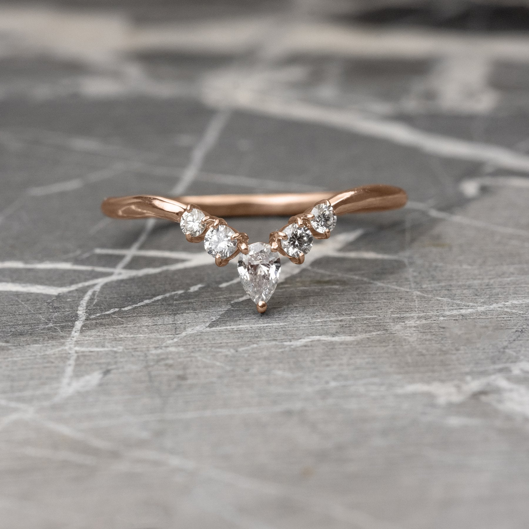 Diamond V Band Wedding Band – Point No Point Studio