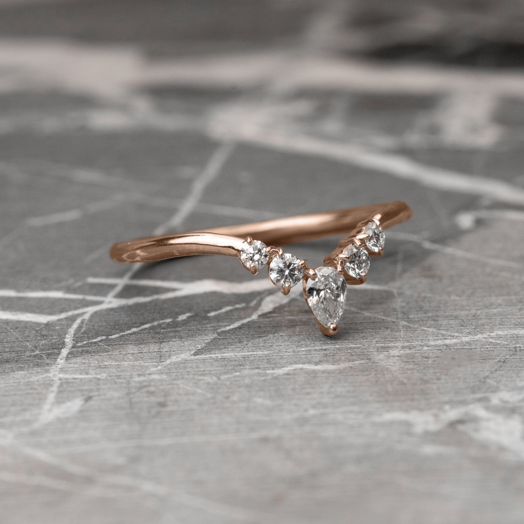 Diamond V Band Wedding Band – Point No Point Studio