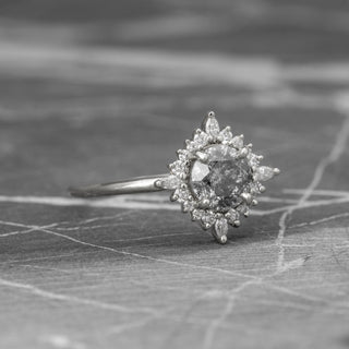 1.19 Carat Salt and Pepper Diamond Engagement Ring, Cosette Setting, 14k White Gold