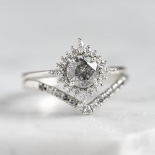 1.19 Carat Salt and Pepper Diamond Engagement Ring, Cosette Setting, 14k White Gold