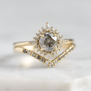 1.19 Carat Salt and Pepper Diamond Engagement Ring, Cosette Setting, 14k Yellow Gold