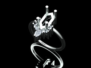 Custom hexagon sapphire engagement ring
