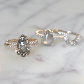 Salt and Pepper Diamond Gwen Wedding Ring, 14k White Gold