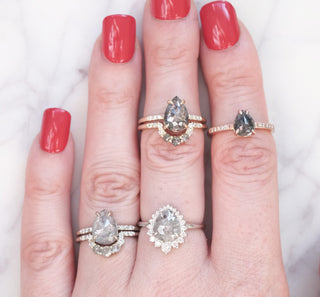 Salt and Pepper Diamond Gwen Wedding Ring, 14k Rose Gold
