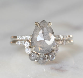 Salt and Pepper Diamond Gwen Wedding Ring, 14k White Gold
