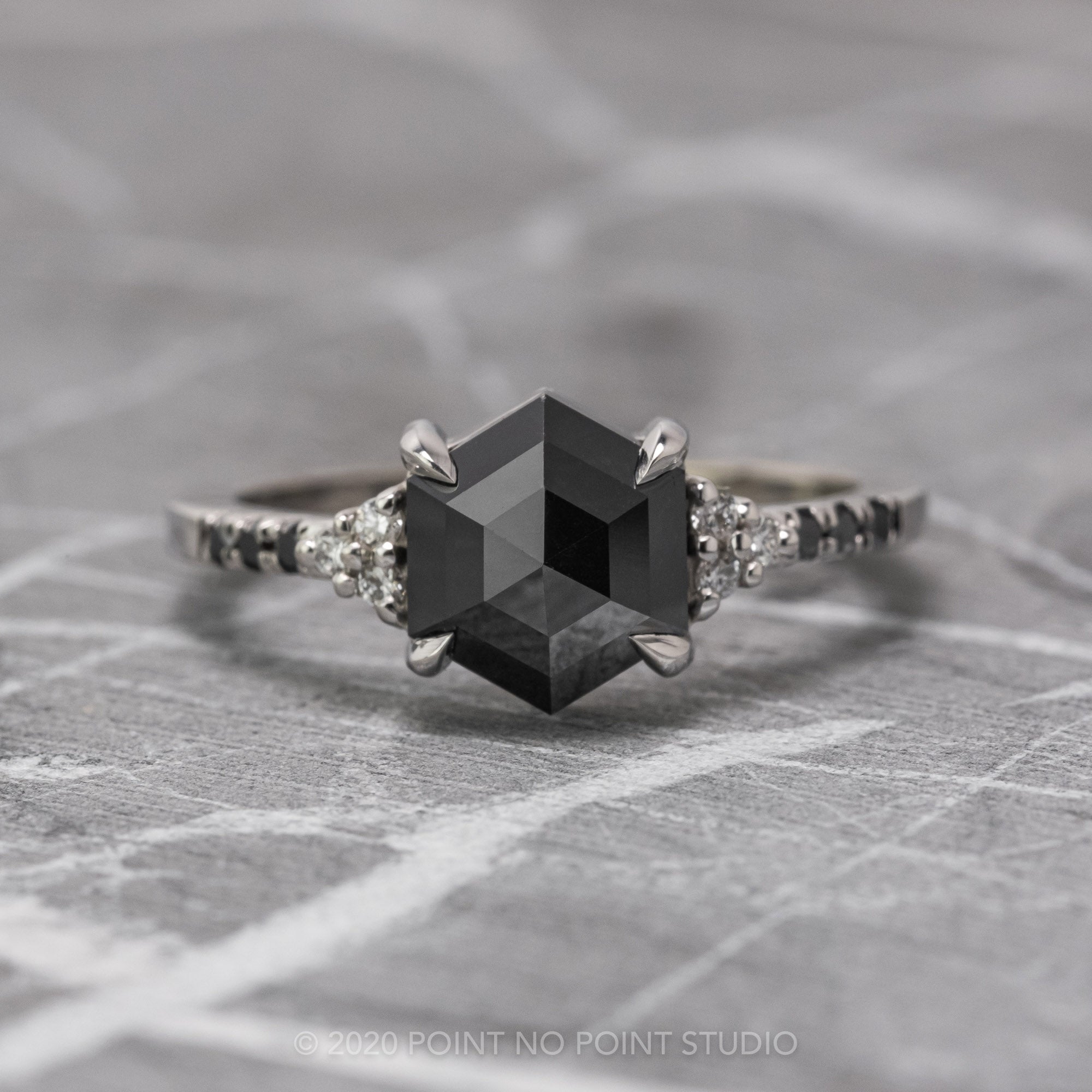 Hexagon diamond clearance engagement ring black