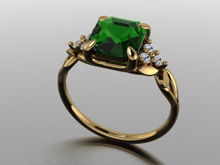 Custom leaf Quinn Sapphire engagement ring