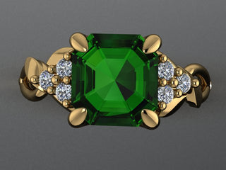 Custom leaf Quinn Sapphire engagement ring