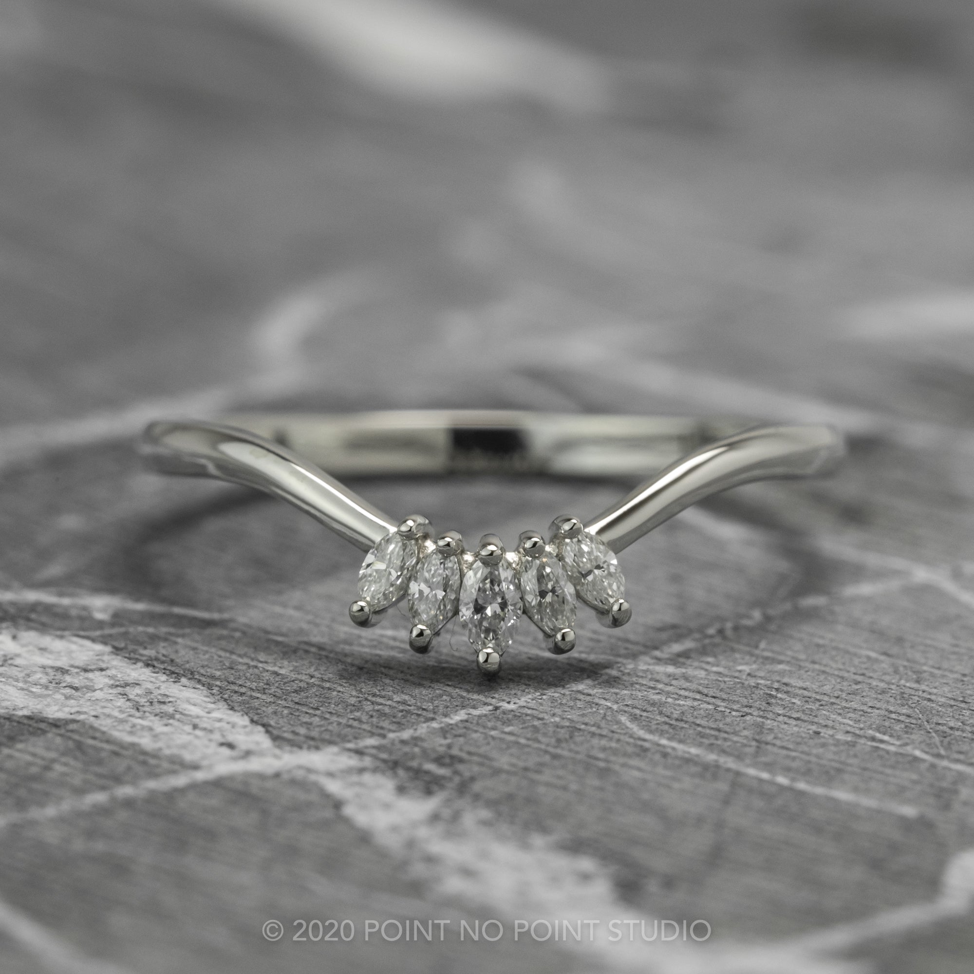Marquise Diamond Contour Wedding Band – Point No Point Studio