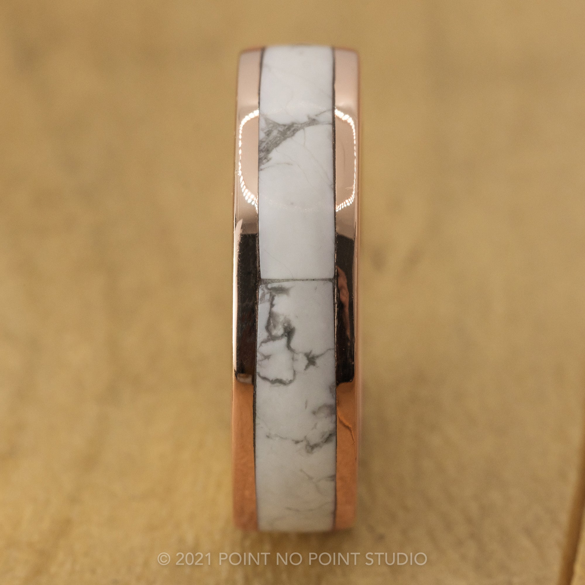 14k Rose Gold Howlite Inlay Ring – Point No Point Studio