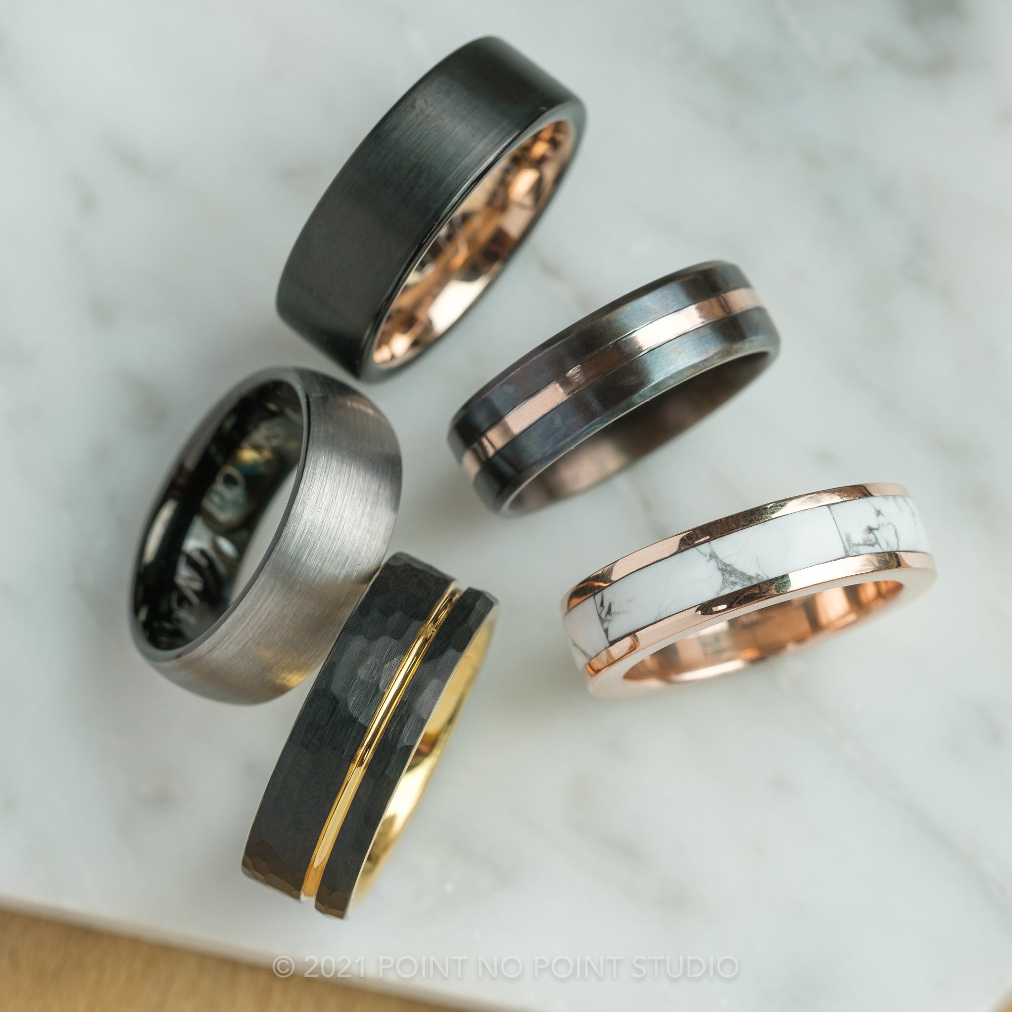 14k Rose Gold Howlite Inlay Ring – Point No Point Studio