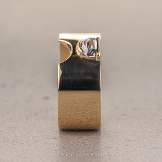 Half Moon Salt and Pepper Diamond Ellipse Setting Wedding Ring, 9mm, 14k Yellow Gold, Polished Finish
