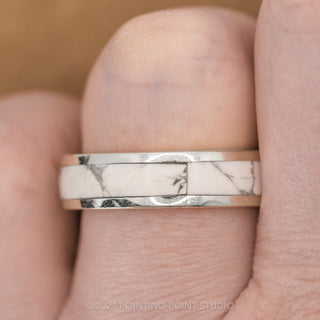 14k White Gold Howlite Inlay Ring
