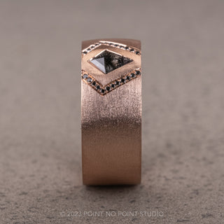 Kite and Black Diamond Mens Wedding Band, 14K Rose Gold