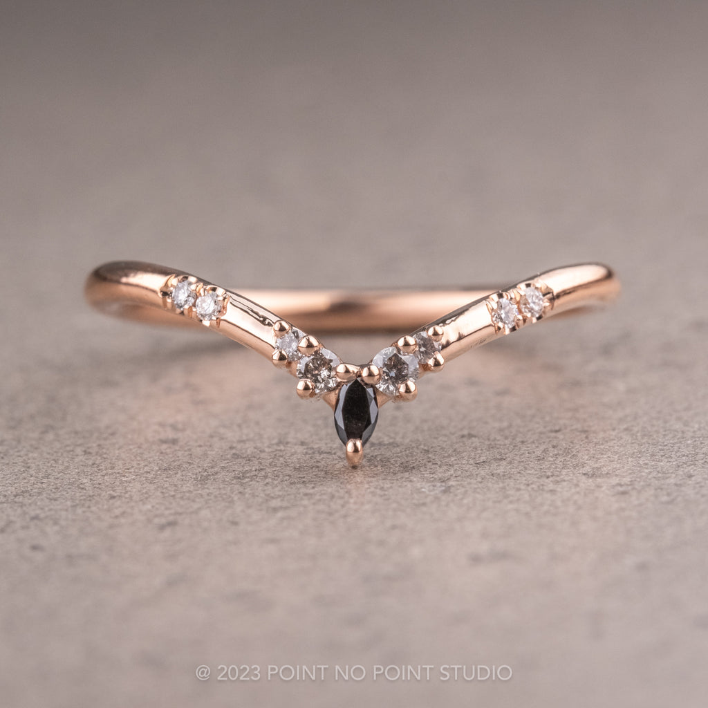 Flora Wedding Ring, 9 Ombre Diamond, Round Band – Point No Point Studio