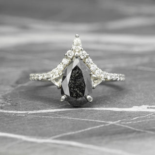 Black Pear Diamond Engagement Ring