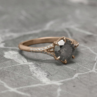 2.28 Carat Salt and Pepper Diamond Engagement Ring, Mackenzie Setting, 14K Rose Gold