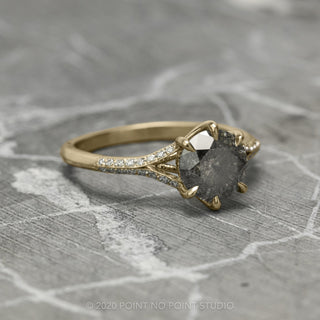 2.76 Carat Salt and Pepper Diamond Engagement Ring, Mackenzie Setting, 14K Yellow Gold