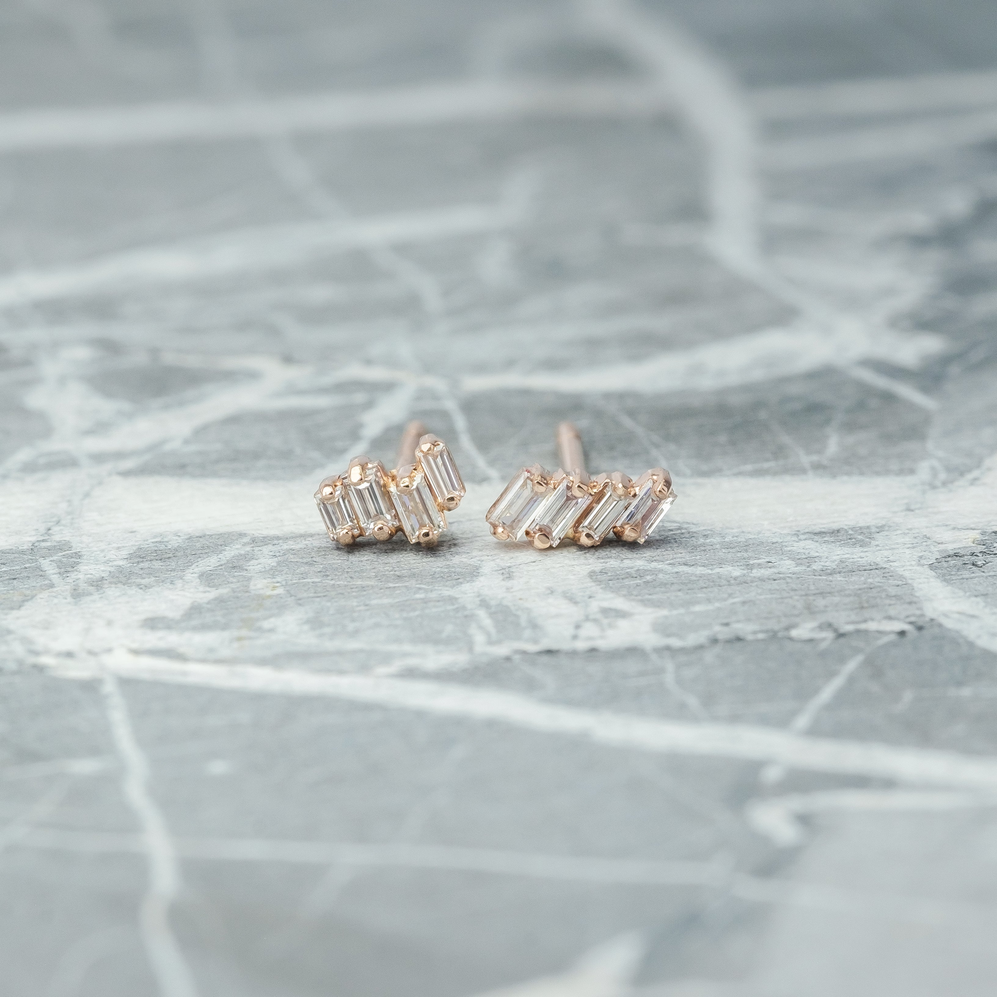 One Way Arrow Diamond Stud Earrings in 14K Rose Gold – LuvMyJewelry