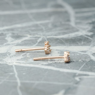 .20 tcw Asymmetrical GHSI Baguette Diamond Studs, 14k Rose Gold Earrings