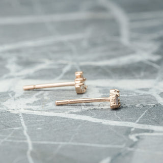 .20 tcw Asymmetrical GHSI Baguette Diamond Studs, 14k Rose Gold Earrings