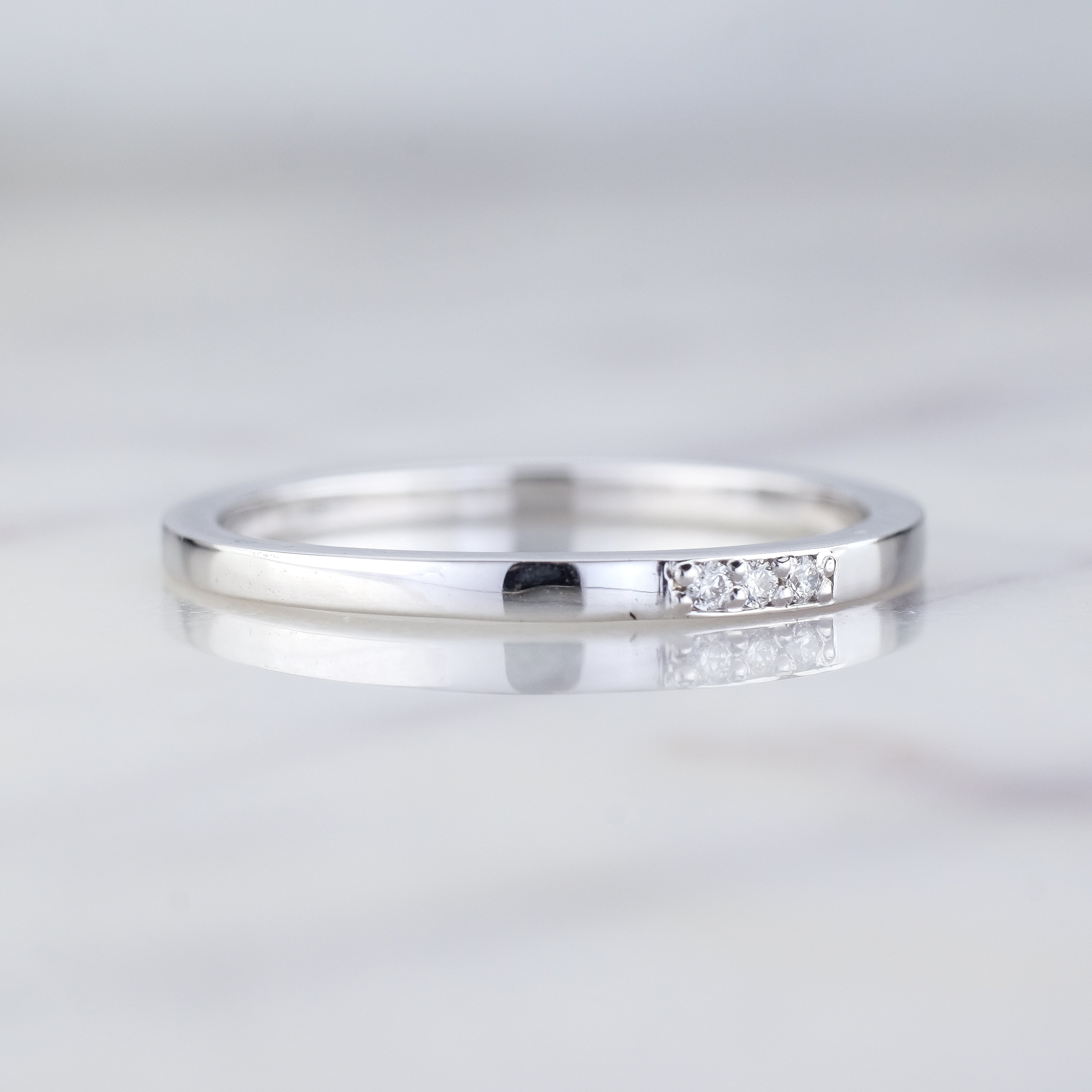 Diamond Wedding Band, Rectangle Band, Platinum – Point No Point