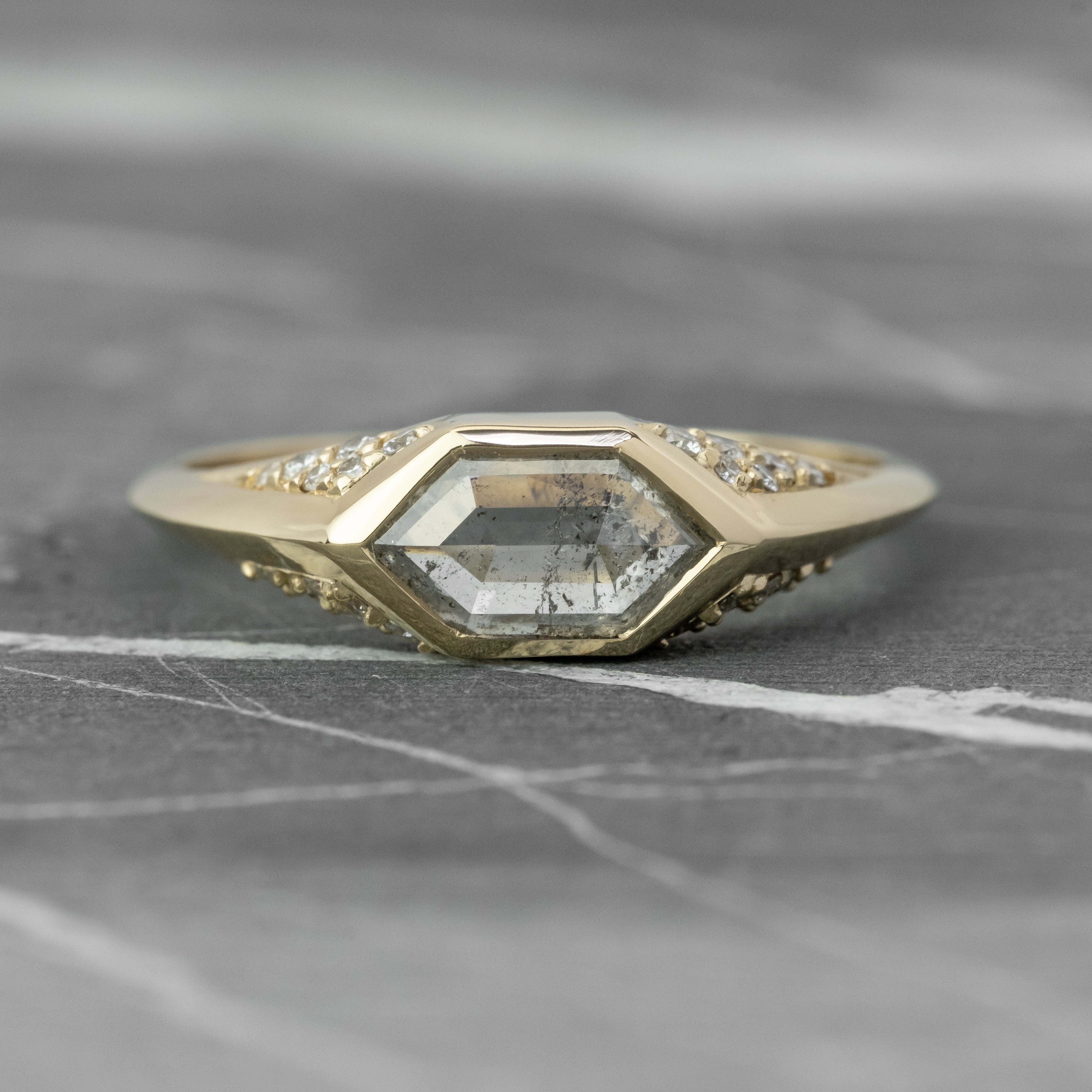 Art deco salt and pepper diamond ring Clearance