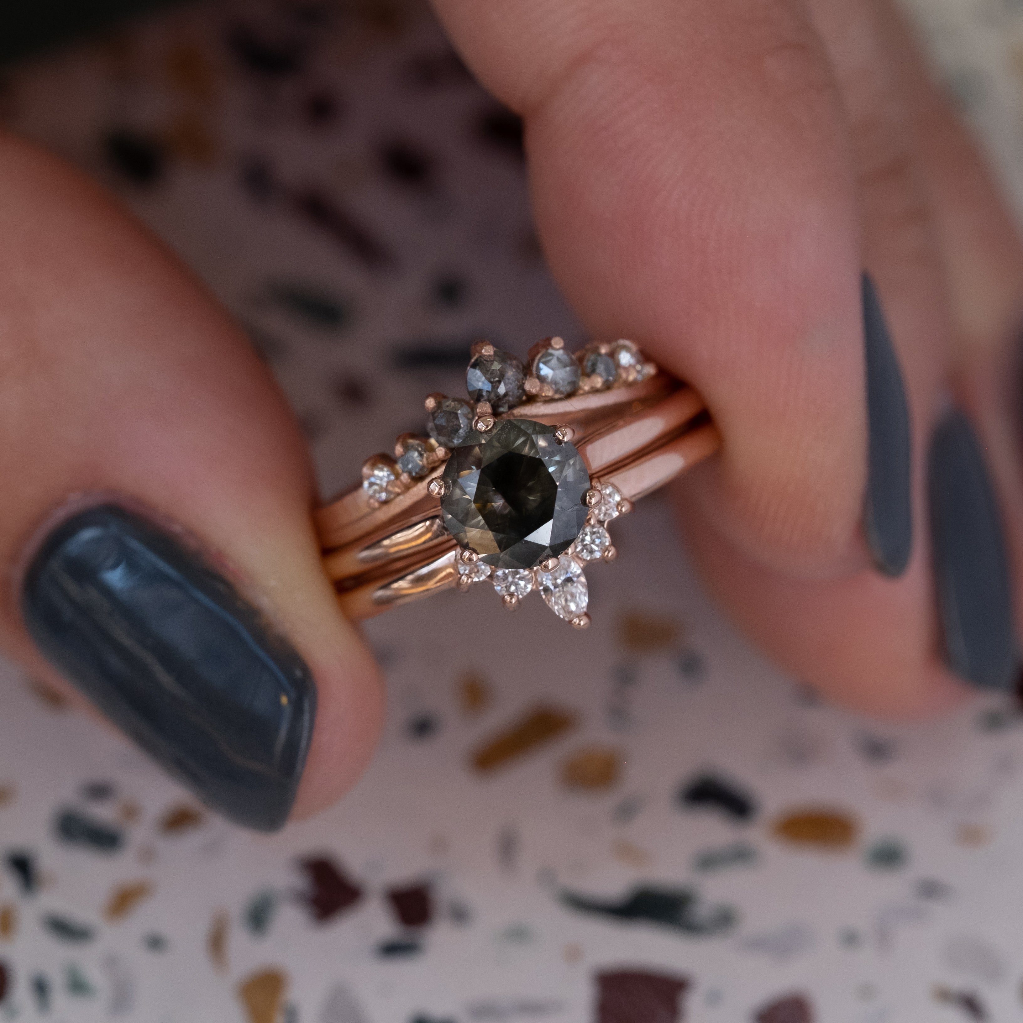 Small Etta Diamond Contour Band, 14k Rose Gold – Point No Point Studio