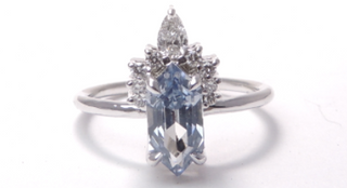 Custom hexagon sapphire engagement ring