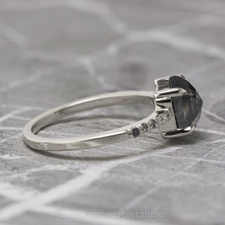 1.54 Carat Black Speckled Hexagon Diamond Engagement Ring, Ombre Jules Setting, 14K White Gold