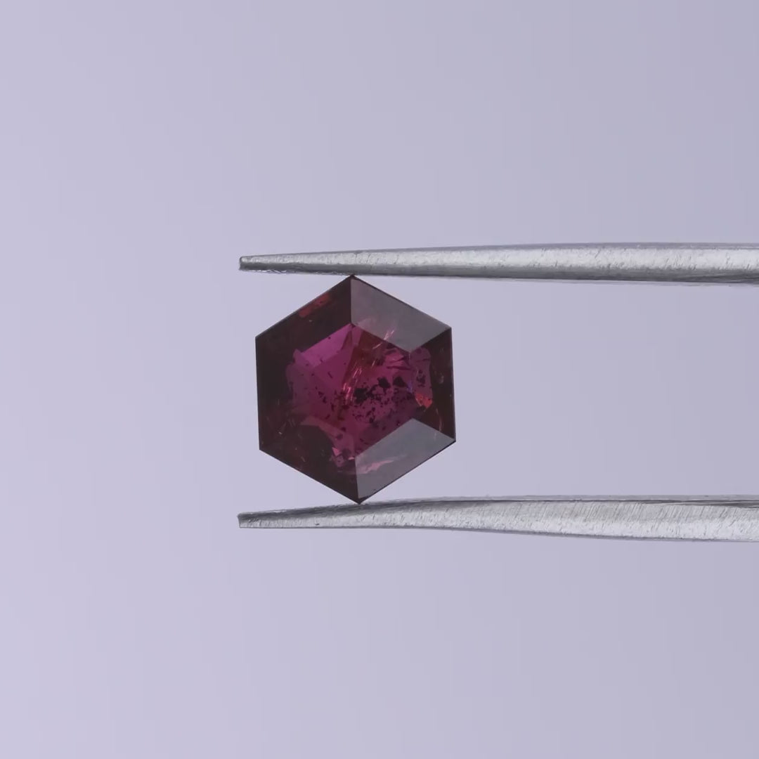 1.65 Carat Deep Red Hexagon Ruby, Point No Point Studio