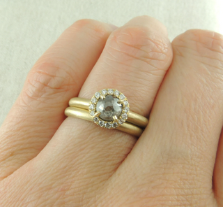 salt and pepper round diamond ring