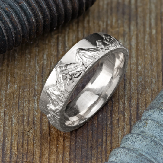 Mens mountain hot sale wedding bands